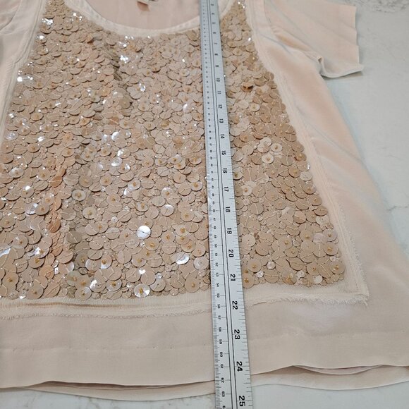 J.Crew Sequin Silk Blouse Size Small Beige Bling Party Festival Sparkle - Picture 8 of 9